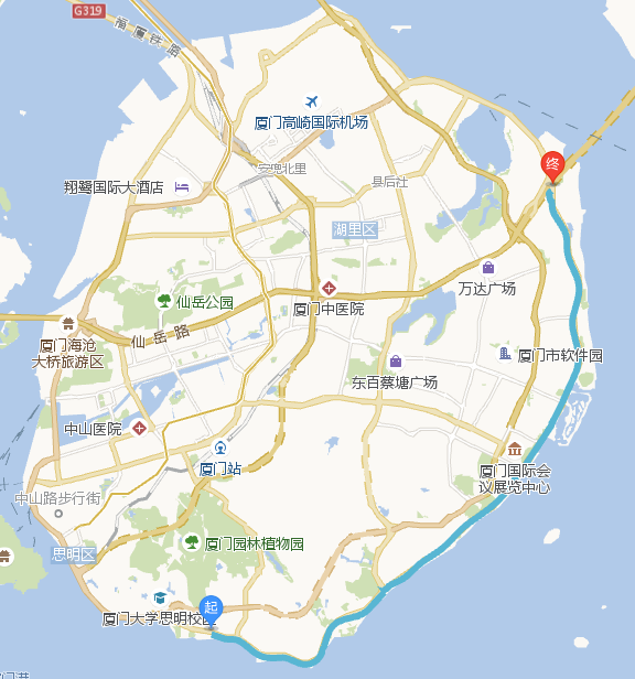 "厦门跑跑卡丁车俱乐部","梦幻世界乐园","厦金湾直升机场"最后到"