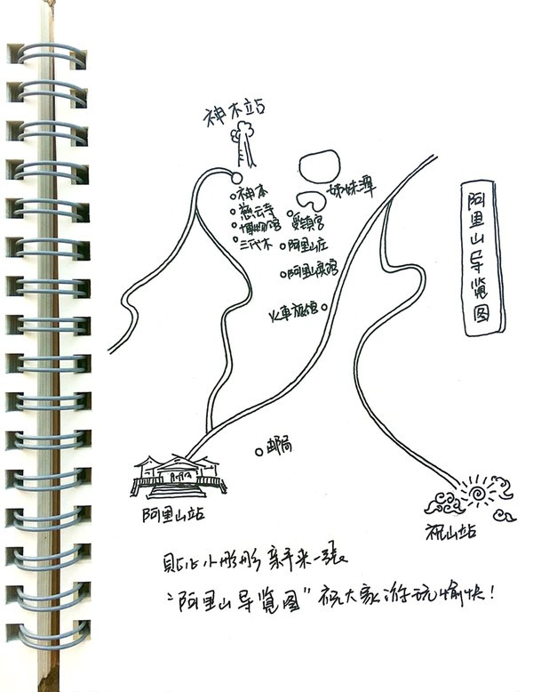 share给大家一个简易的阿里山路线图,拿走不谢!