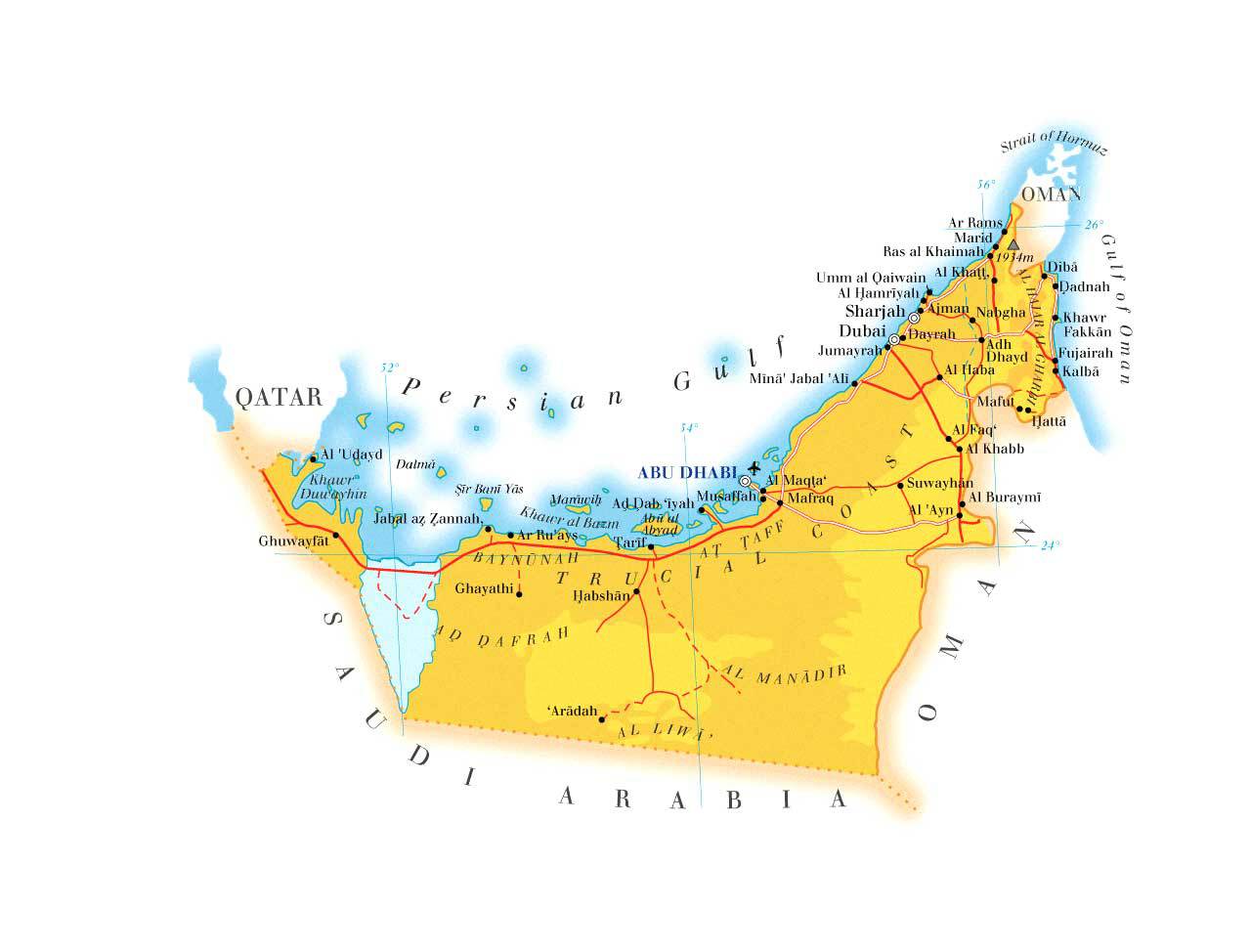 阿联酋由七个酋长国组成,分别是阿布扎比,迪拜,沙迦,哈伊马角,阿治曼